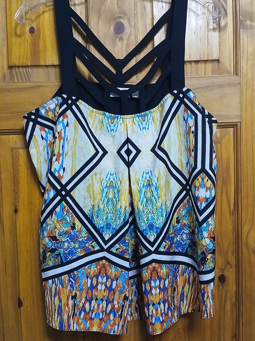 Bisou Bisou Multicolor Geometric Print Strappy Camisole